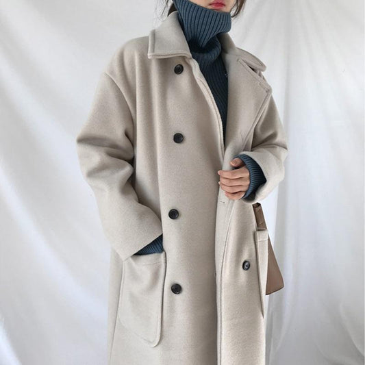 Women's Woolen Coat Winter Mid-length Woolen Coat Korean Style Loose Woolen Coat Women