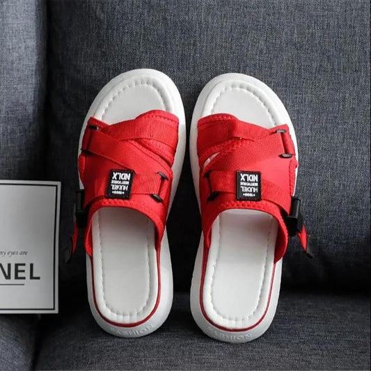 Non-slip Fashion Women's Sandals and Slippers Summer Wear Students Korean Wild Net Red Thick-soled Slippers