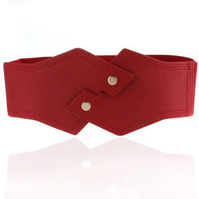 Women's Wide-waisted Outer Belt with A Belted Waist and A Shirt Dress Decorated with Black and Red Elastic Bands Girl Belt