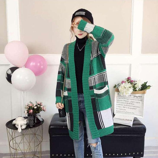 Autumn and Winter Sweater Loose Knit Mid-length Coat Fashion Simple Female Top
