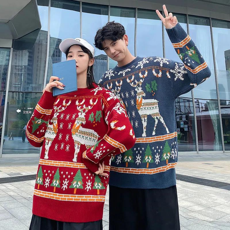 WTEMPO Christmas Couple Sweater Winter Warm Pullover Soft Casual Knitted Sweater