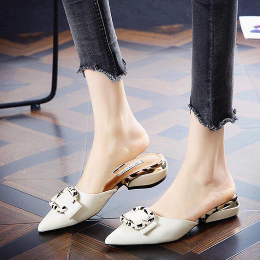 35-39 Summer Women All-match Shiny Slippers Outdoor Diamond High Heels Bohemian Beach Wear-resistant Non-slip Office Lady Pointed Sandals