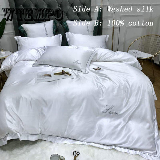 European Cotton Four-piece Bedding Quilt Cover Sheets Pillowcases Noble