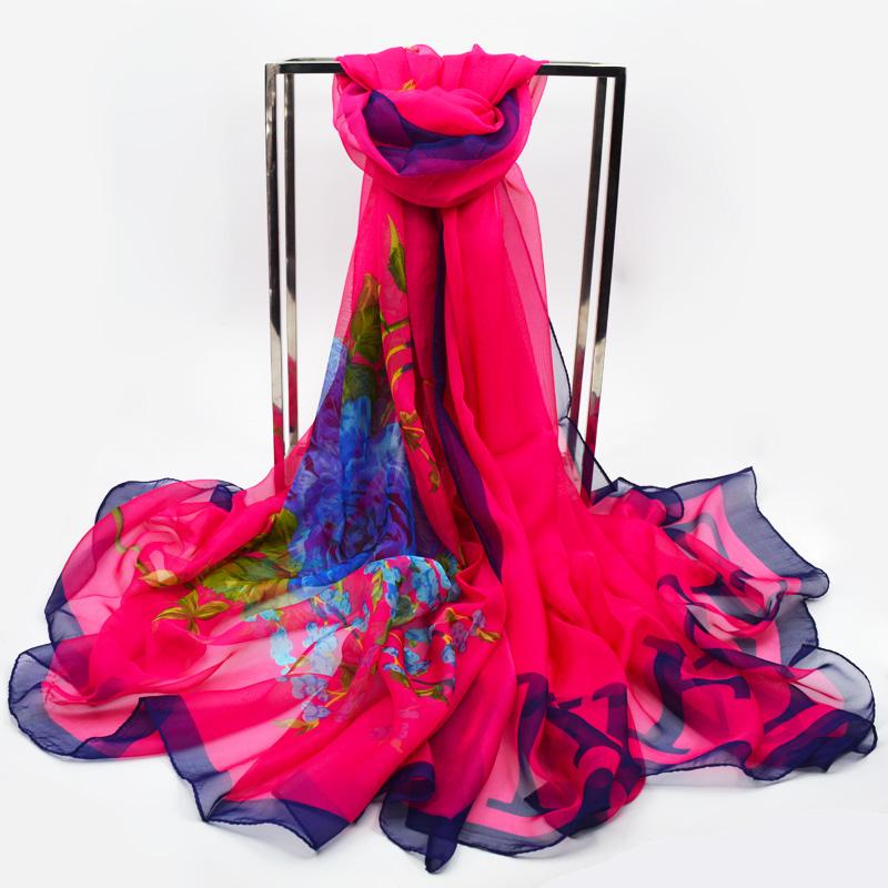 Flower Wrap Shawl Silk Imitation Satin 200*140cm Women Elegant Scarf All-match Headscarf Sunscreen Gauze Shawl
