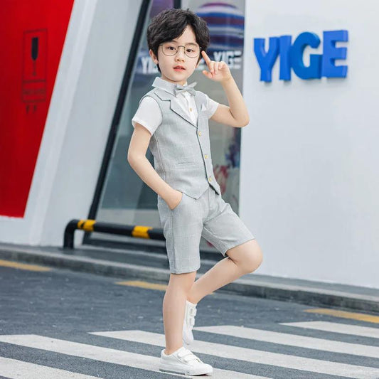Children's Day Children's Suit Suit Flower Girl Dress Piano Performance Suit Vest Boy Little Host Boy Suit Summer