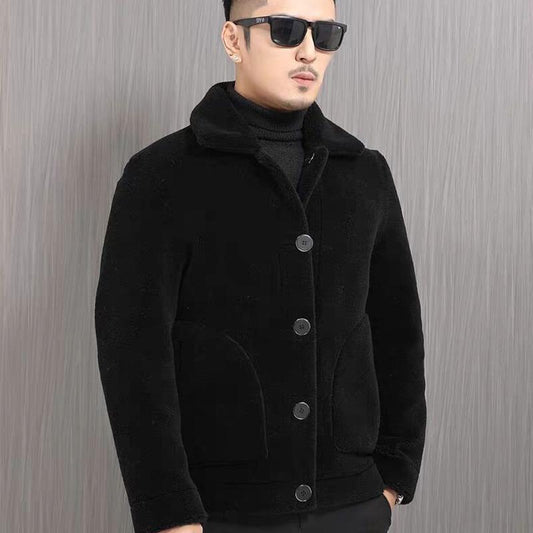 Men's Winter Fur Coat Fur Coat Imitation Lamb Hair Short Leather Sheep Shearing Coat Thick Jacket