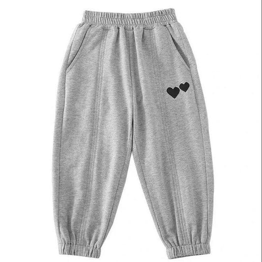 Girls' Casual Pants Spring and Autumn Models Children's Sports Pants Korean Style Loose Trousers Love Printed Trousers