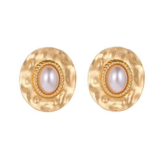 Earrings, Temperament Round Twisted Pearl Stud Earrings, Simple Versatile Earrings