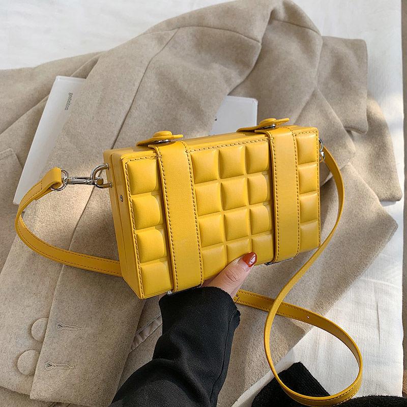 Women Box Bag Handbags Clutch Purse Shoulder Crossbody Bags Button Closure Solid Color PU Leather Purses