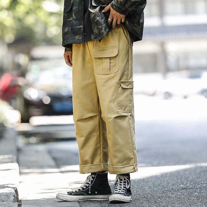 Elastic Waist Large Size Loose Casual Pants Men's Trousers Straight Casual Pants Spring Autumn Sports Pants