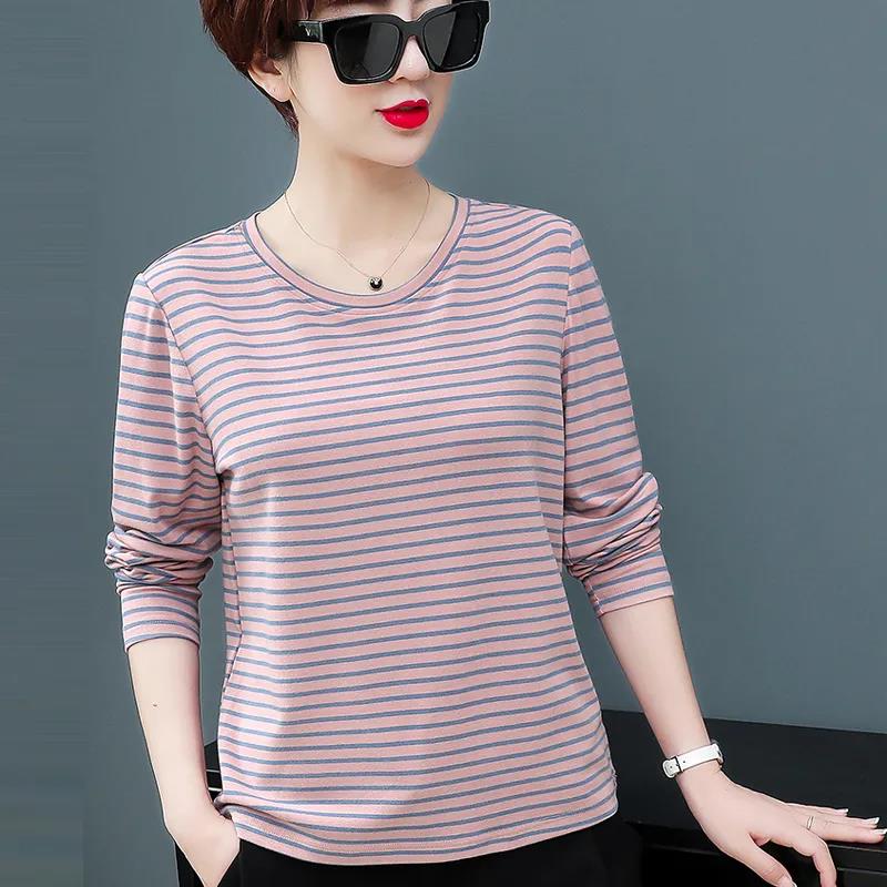 Casual Cotton Basic T-shirt Women Loose Long Sleeve Tee Shirts Female Solid Tees Ladies Fall Tops Pullover
