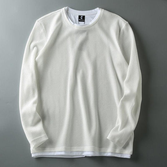 Winter Warm and Comfortable Waffle Trend Men's All-match Casual Sweater T-shirt Bottoming Shirt