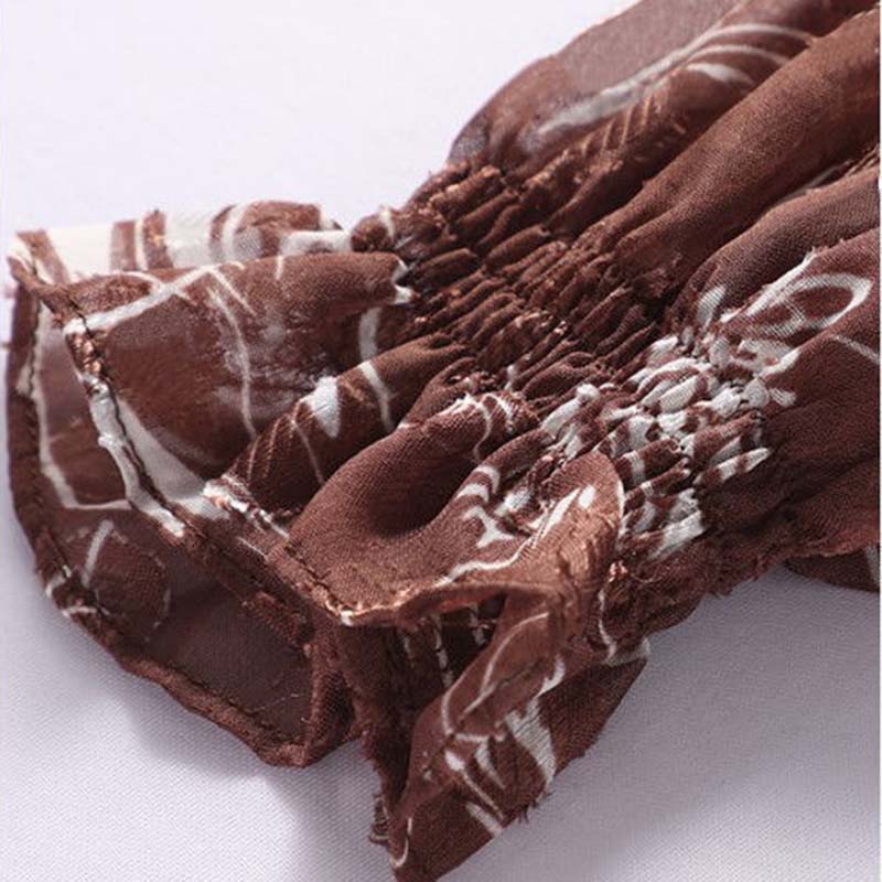Women's Spring and Autumn Chiffon Long Sleeve Top Tie Bow Print Shirt