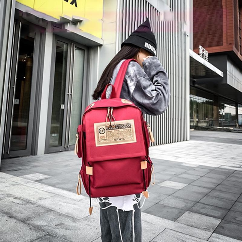 Lightweight Waterproof Schoolbag Female Harajuku Junior High School and College Students All-match Backpack Large-capacity Backpack