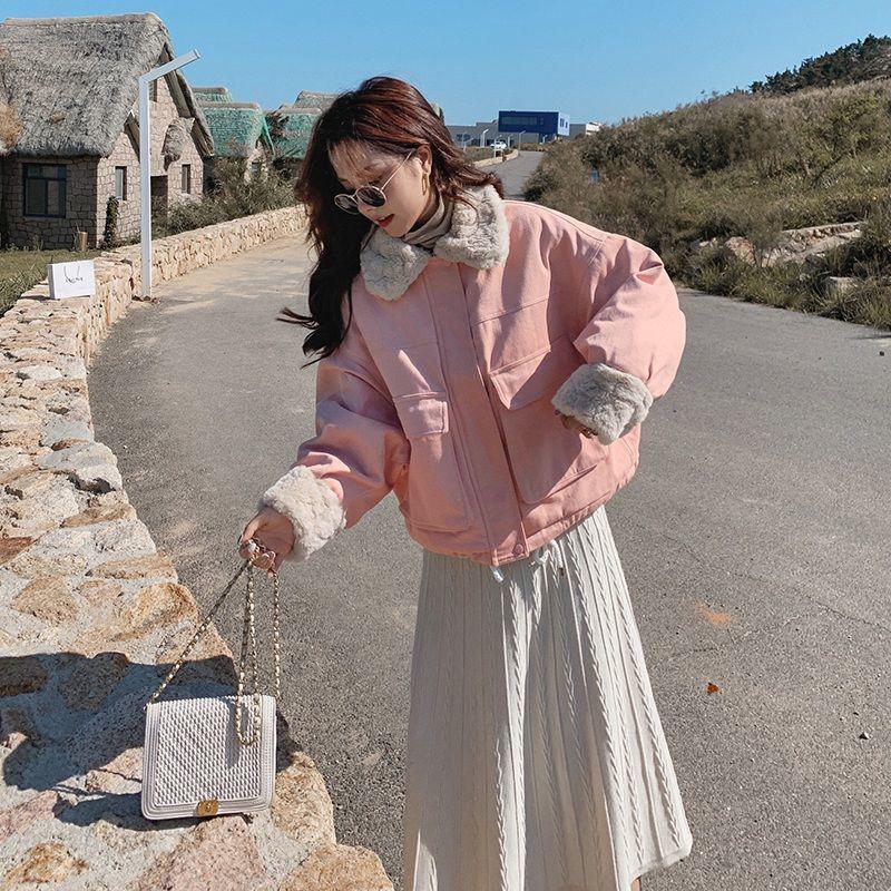 Plus Velvet Thick Winter Coat Women Loose Cotton Coat Plus Velvet POLO Neckline To Keep Warm and Comfortable Soft Women's Cotton Jacket