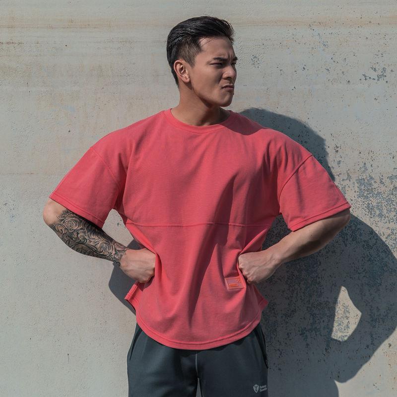 Summer Cotton Round Neck Short Sleeve Running Fitness Loose Casual Short T Men's Sports Half Shirt
