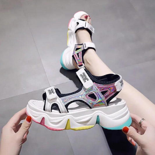 Sports Sandals Women's Thick Sole Muffin Sports Casual Beach Shoes Wedge Heels Colorful Handsome Ladies Sandals