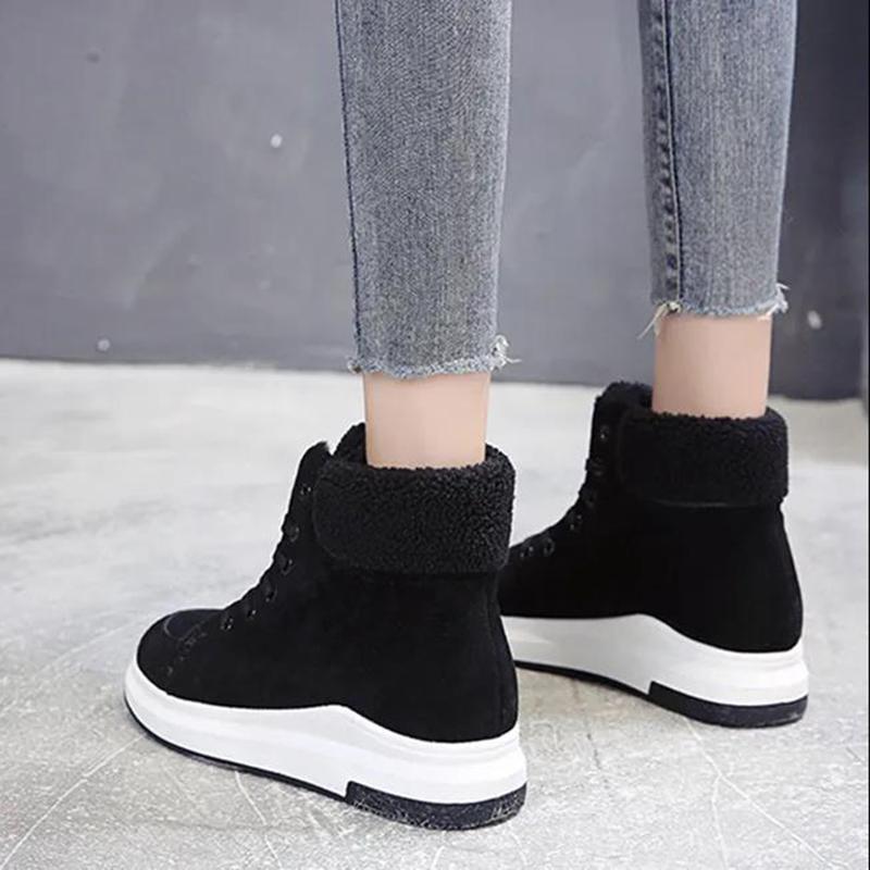 Snow Boots Women's New Winter Cotton Shoes Plus Velvet Thickened Bottom To Keep Warm Martin Boots Ins Mid-tube Ankle Boots