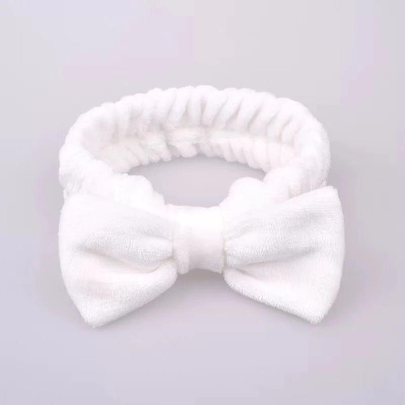 1 Piece Headband Women Makeup Face Washing Hairband Solid Color Bow Hair Accessories