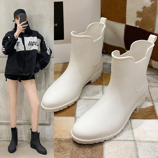 Rain Boots Female Adult Water Shoes Non-slip Waterproof Wear-resistant All-match Fashion Mid-tube Rain Boots