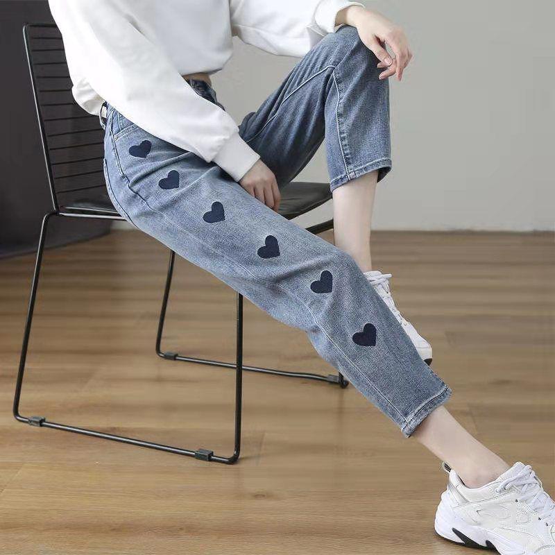 Spring and Autumn Straight Pants High Waist Slim All-match Jeans Women's Loose Wide-leg Pants Old Pants Trend