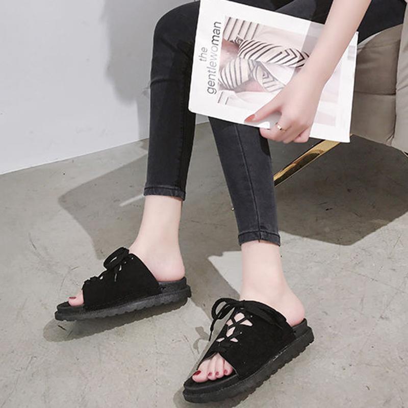 Roman Style Slippers Female Korean Version of The Society Wear Flat Sandals and Slippers Female Students All-match Summer Beach Shoes