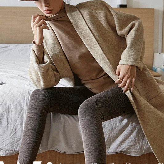 Gray Leggings Autumn and Winter Thick Striped Women Plus Velvet Warm Pants Stepped on To Wear Outside