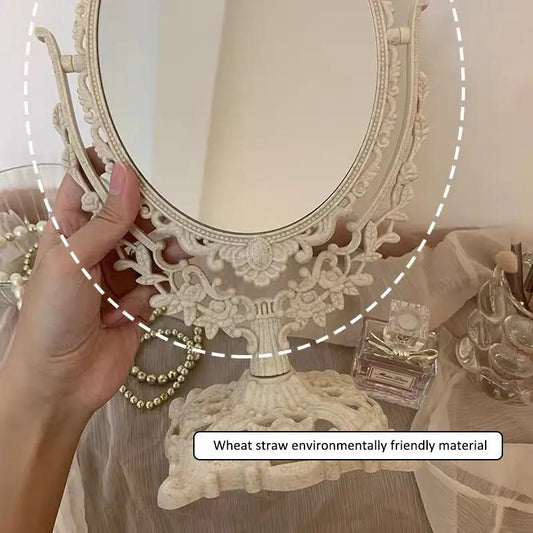 European Retro Embossed Double-sided Mirror Princess Mirror Vanity Mirror Bedroom Desktop Makeup Mirror
