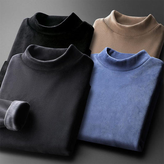 Gold Velvet Half-high Collar Bottoming Shirt Men's Winter Plus Velvet Padded Jacket Double-sided Velvet Mid-neck Long-sleeved T-shirt Sweater