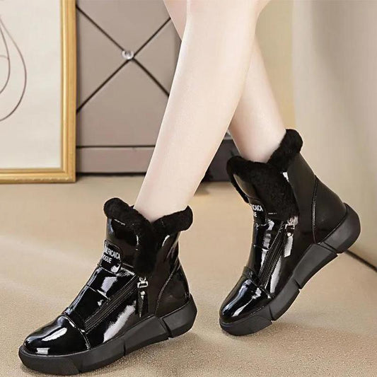 White Snow Boots Women Short Boots Plus Velvet Student Shoes Women Winter Cotton Shoes Women Flat Boots
