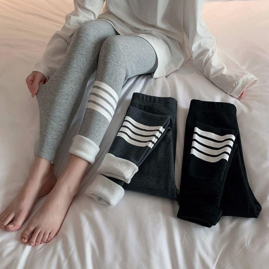 Leggings Women's Outer Wear Trousers Winter Plus Velvet Thickening Black Gray Large Size High Waist Pants
