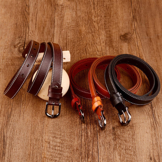 Belt Ladies Thin Waist Retro Belt Casual Jeans Belt Pure Color Simple