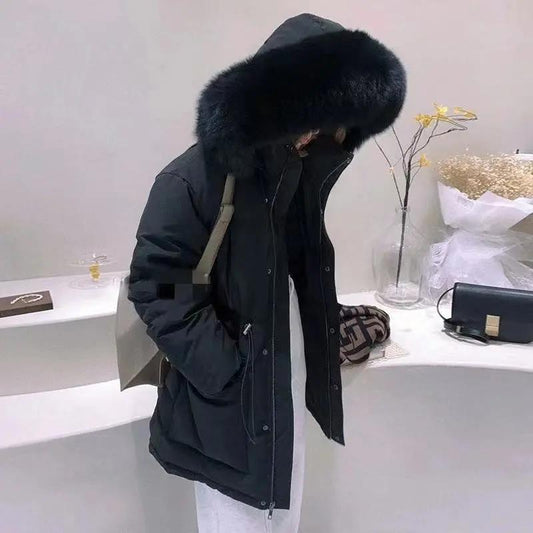 Down Jacket Women Short Big Fur Collar Korean Loose Thick White Duck Down Winter Coat
