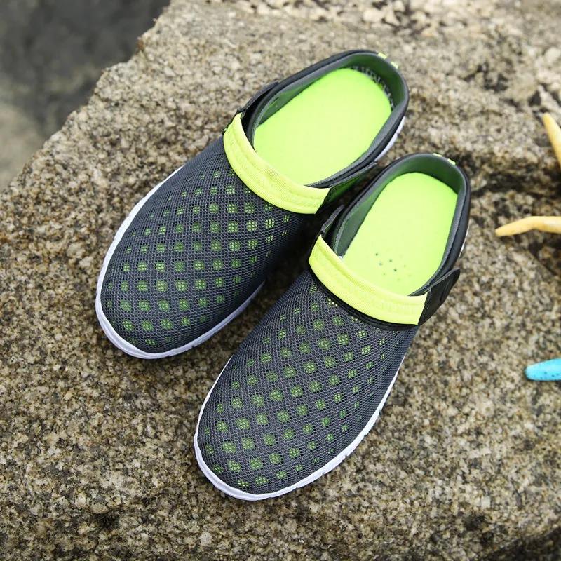 Summer Couple Mesh Sandals Half Pack Casual Bird's Nest Hole Shoes Men and Women Beach Lazy Half Slippers Large Size