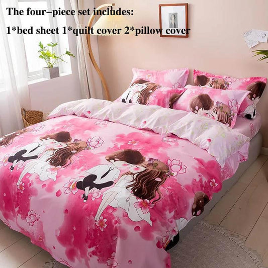 Four-piece Bed Sheet Set Simmons Bedspread Non-slip Duvet Cover Bed Sheet Pillowcase 1.5m 1.8m Bed Home Bed Set