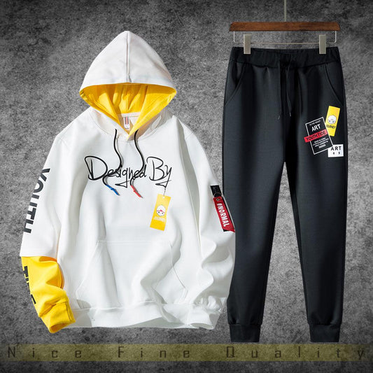 Men's Clothing 2pcs set Trend Long-Sleeve Sweatshirt Set Large Size Hoodie Spring and Autumn