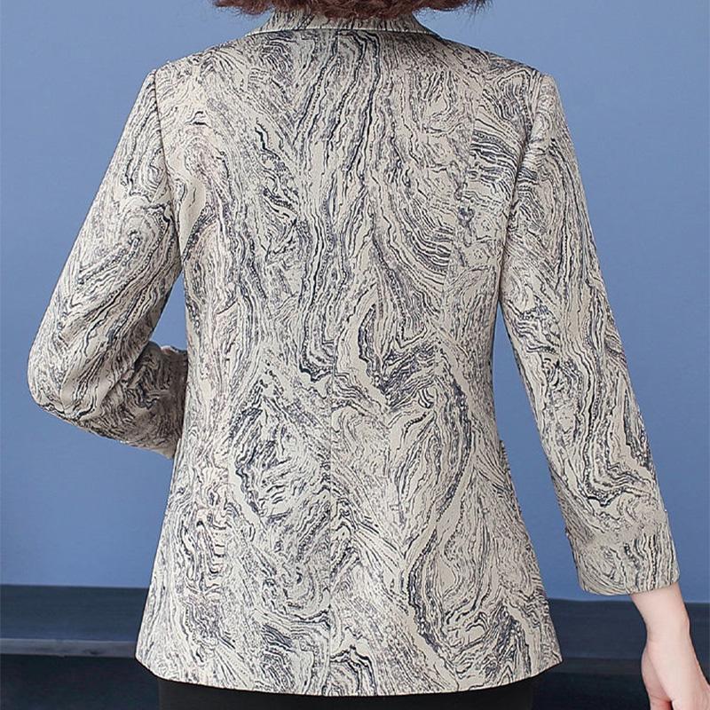 Spring Coat Middle-aged Women's Spring and Autumn Lapel Small Suit Ladies Short Top Clothes
