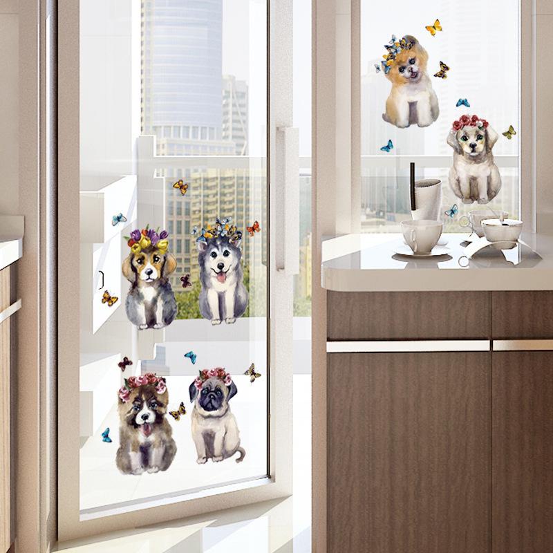 3D realistic three-dimensional hand-painted sticker room decoration simulation puppy animal stickers