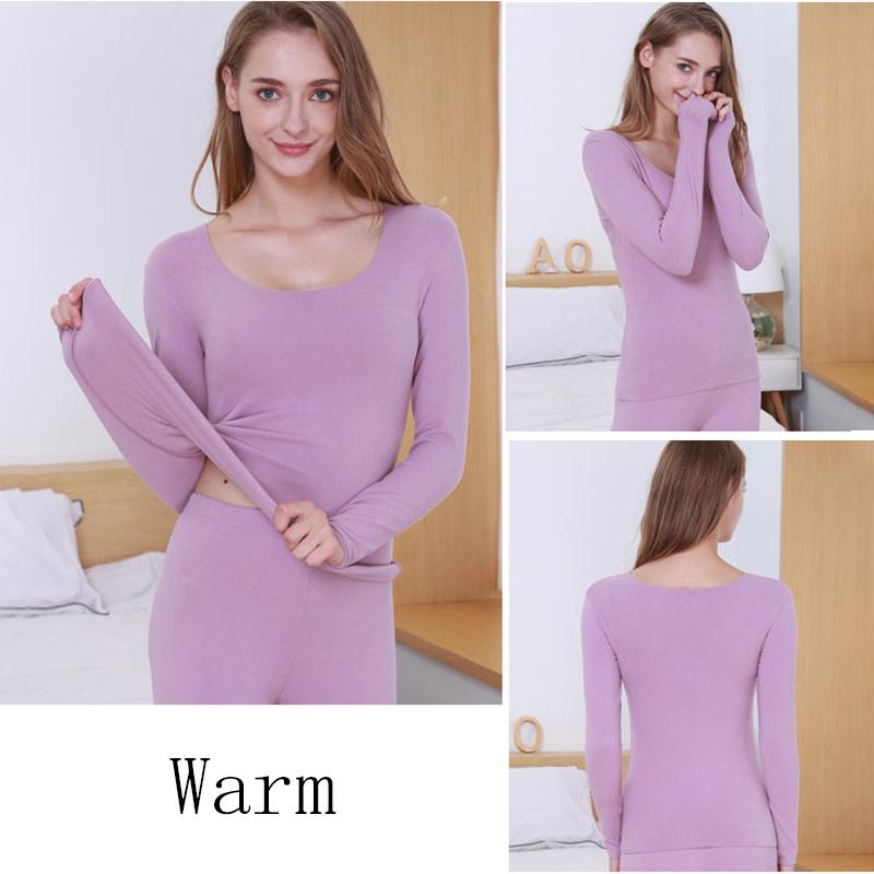 Women Plus Size Winter Autumn Thermal Underwear Thicken Windproof Comfortable Soft Lining Long O-neck Female Tight Suit Sleeve High Elasticity Slim