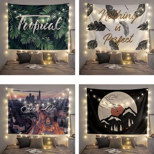 Home Bedroom Background Cloth Hanging Cloth Tapestry Hanging Wall Nordic Style Simple Plant Anchor Photo Cloth Background Net Red Wall Cloth