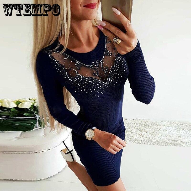 Butterfly Hollow Sexy Bodycon Dress Women Luxury Rhinestone Party Plus Size Dresses Spring Autumn