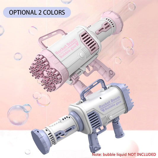 Gatling Electric Bubble Machine 2 In 1 Bubble Gun & Handheld Fan 44/64 Holes Automatic Bubble Machine Gun Bubble Blower for Kids