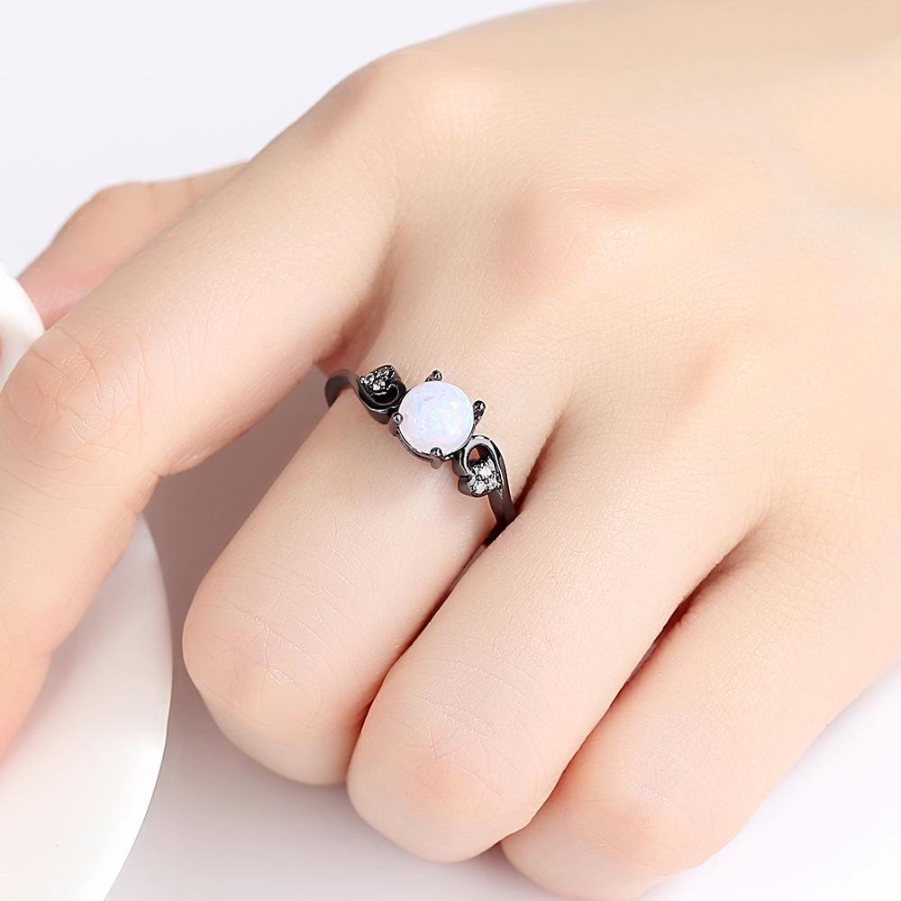 Fantasy Purple Opal Fine Ring Charm Silver Ring Horse Eye Shape Opal Ring for Women Vintage Jewelry