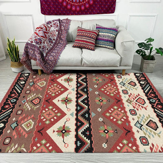 Home Carpet Retro Indian Ethnic Style Bedroom Kitchen Bathroom Non-slip Carpet Bedside Mat