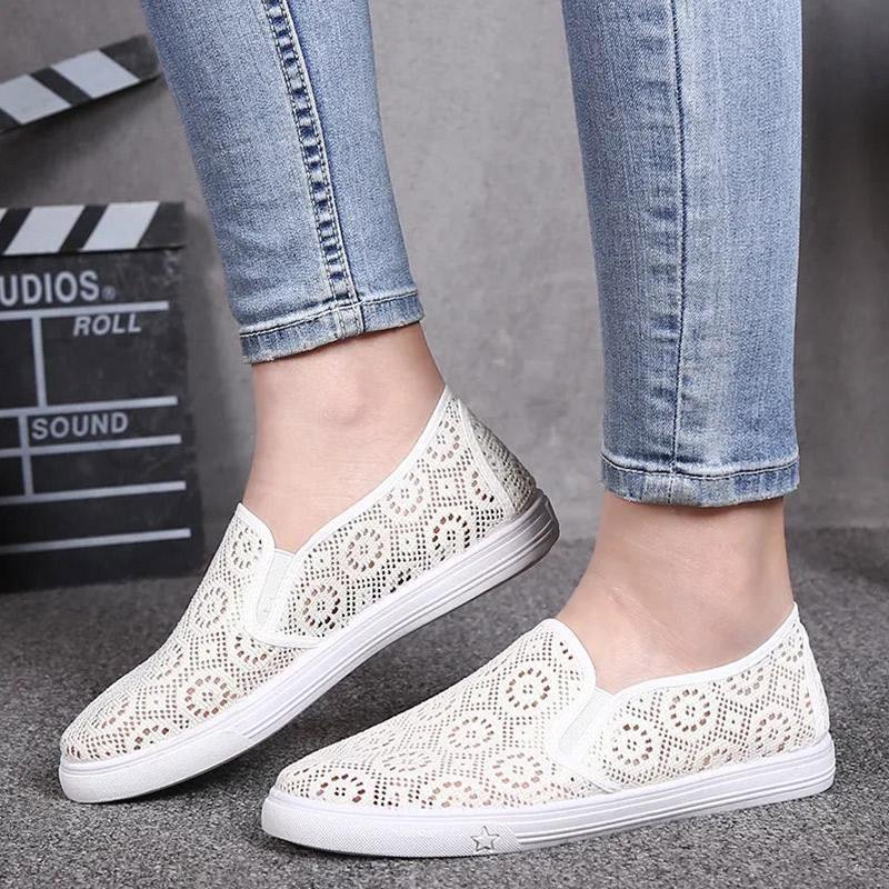 Summer Net Shoes Female Hollow Student Casual Breathable Sports Running Net Panel Shoes