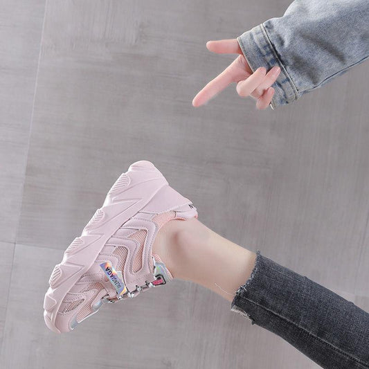 Spring and Summer Female Student Sneakers Korean Casual Height-increasing Shoes Mesh Breathable Running Shoes