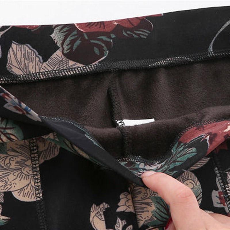 Plus Fleece Middle-aged and Elderly Outer Wear Leggings Women Autumn and Winter High Waist Plus Fleece Mother Pants Plus Size Warm Pants