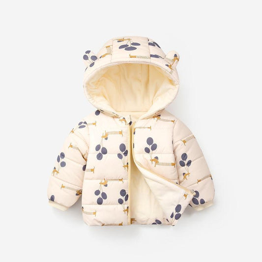 Girls' Windproof and Warm Down Jacket Lightweight Winter Plus Velvet Padded Jacket