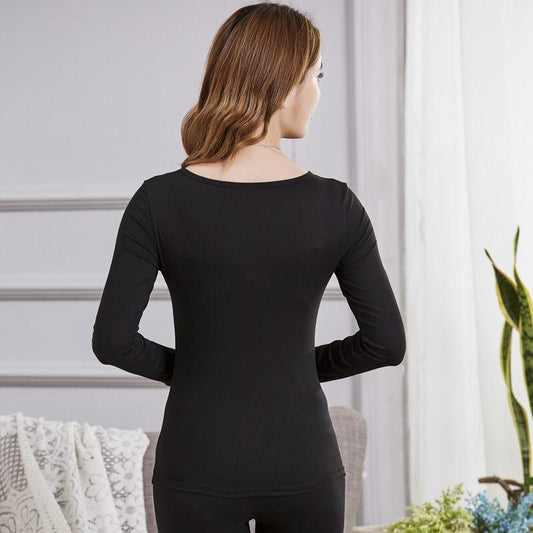Thermal Women's Underwear, Body Sculpting All-match Bottoming Shirt Sexy Bottoming Round Neck Low-neck Thin Suit