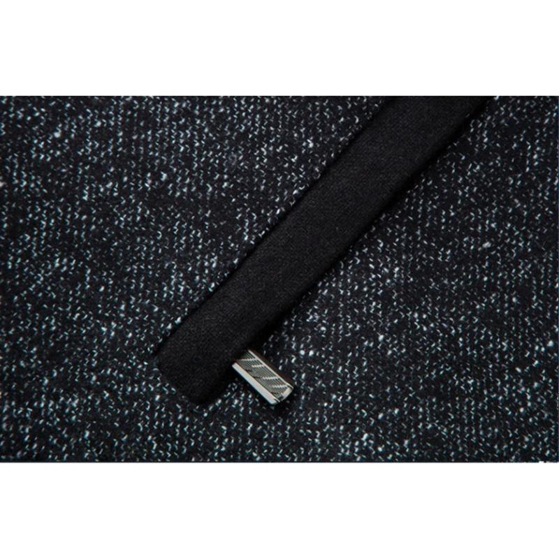 Men's Autumn and Winter Wool Plus Velvet Padded Jacket Stand-collar Casual Jacket Male Warm Thick Coats Mid-length Thick Coat Black Grey Outerwear